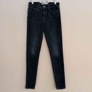 Levi's 710 Super Skinny Mid Rise Denim Jeans Dark Wash - Size 27
